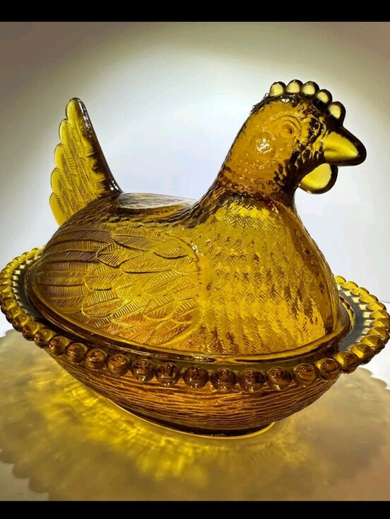 Indiana Glass Other - Indiana Glass Amber Hen In A Basket Covered Candy/ Trinket Dish